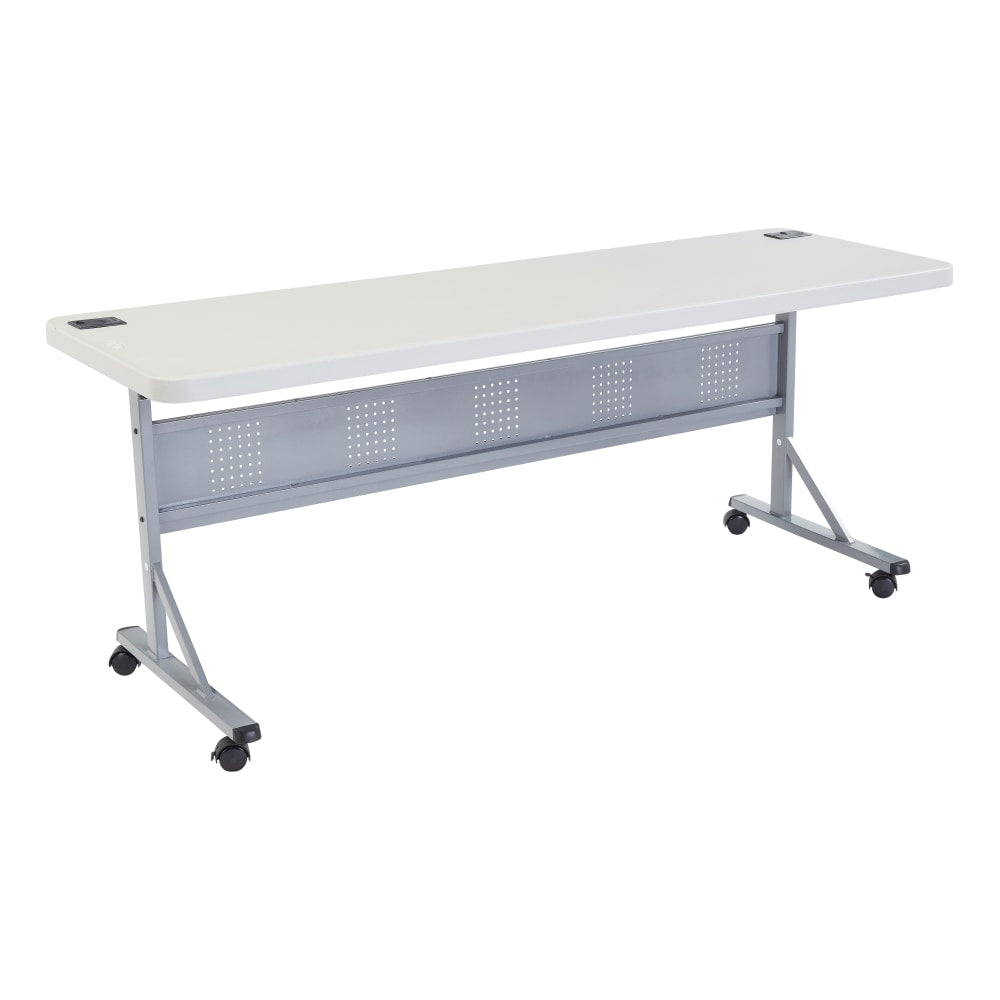 National Public Seating Flip-N-Store Table, 29-1/2inH x 24inW x 72inD, Speckled Gray