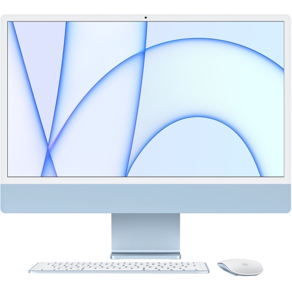 Apple iMac MGPK3LL/A All-in-One Computer - Apple M1 Octa-core (8 Core) - 8 GB RAM - 256 GB SSD - 24in 4.5K 4480 x 2520 - Desktop - Blue - Apple M1 Chip - macOS Big Sur - English (US) Keyboard - IEEE 802.11 a/b/g/n/ac/ax - 143 W