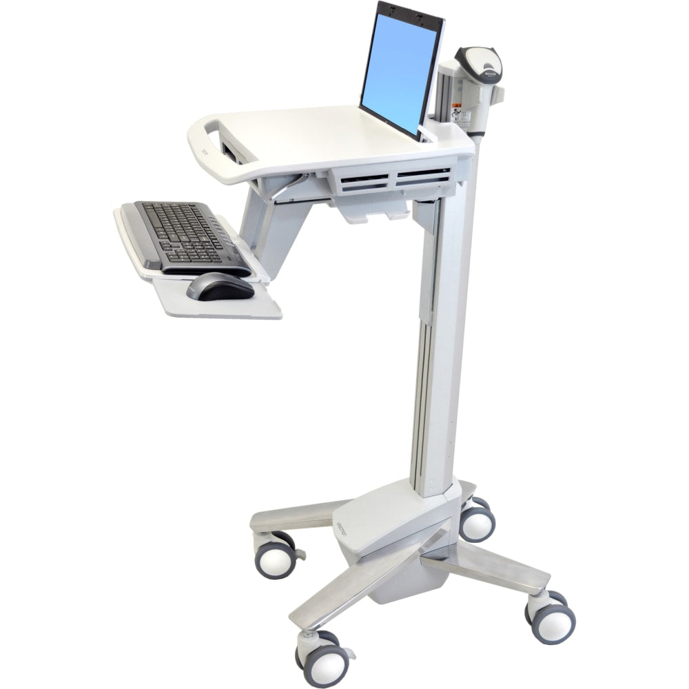 Ergotron StyleView EMR Laptop Cart, SV40 - 18 lb Capacity - 4 Casters - Aluminum, Plastic, Zinc Plated Steel - 18.3in Width x 50.5in Height - White, Gray, Polished Aluminum
