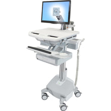 Load image into Gallery viewer, Ergotron StyleView Cart with LCD Arm, LiFe Powered, 1 Drawer - 1 Drawer - 33 lb Capacity - 4 Casters - Aluminum, Plastic, Zinc Plated Steel - White, Gray, Polished Aluminum