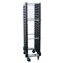 Load image into Gallery viewer, Rubbermaid 18-Tier Mobile Steam Table Pan Rack, 67-7/8inH x 18-5/8inW x 23-3/4inD, Black