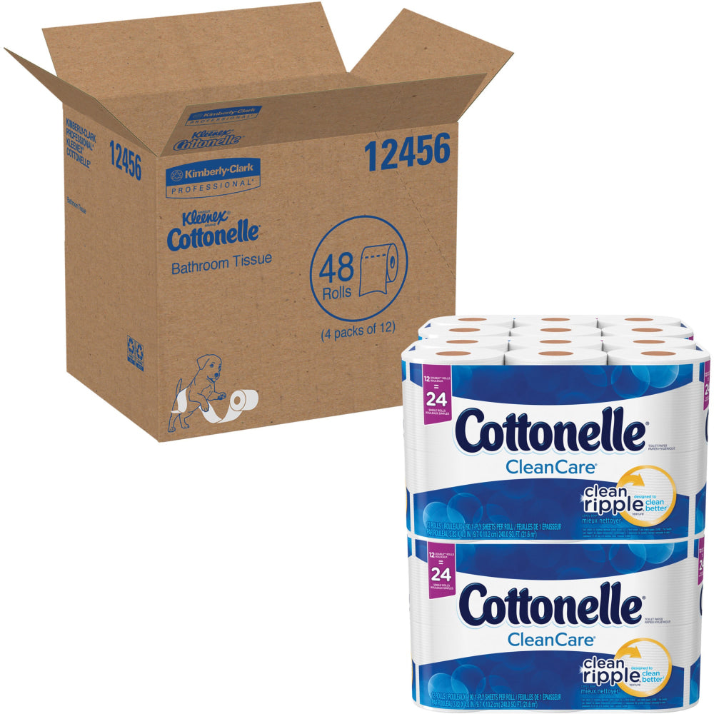 Cottonelle Clean Care 1-Ply Septic Safe Bathroom Tissue, White, 170 Sheets per Roll, Case of 48 Rolls