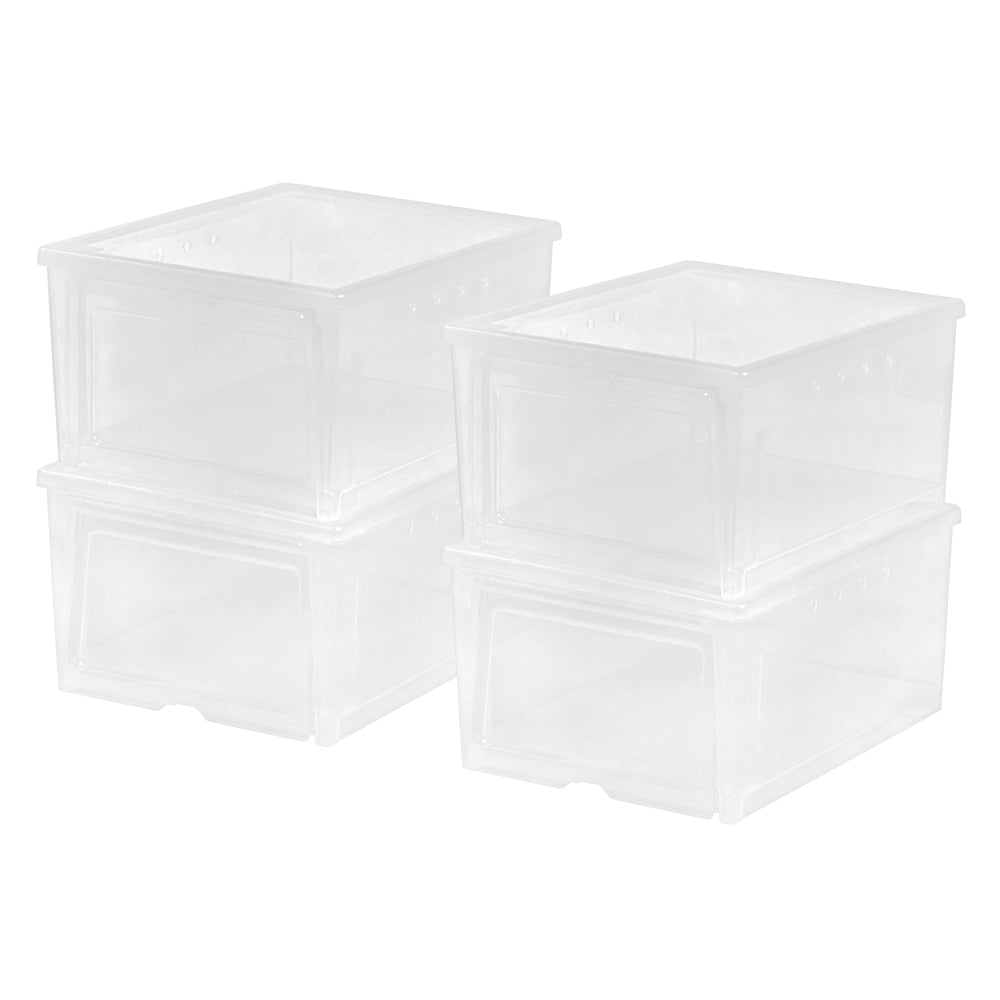 IRIS Easy Access Mens Shoes Storage Containers, 14 1/2in x 11 3/4in x 7 1/4in, Clear, Case Of 4