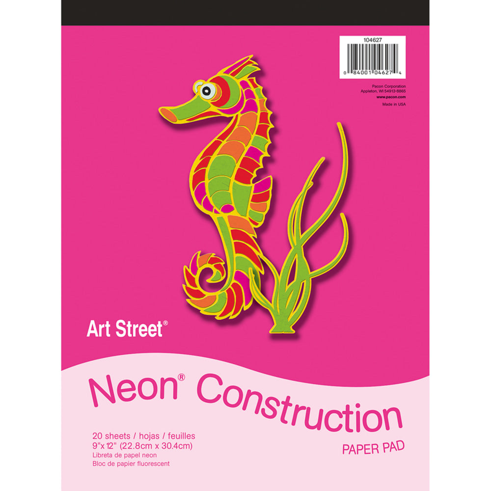 Art Street Construction Paper, 9in x 12in, Assorted, Pad Of 20 Sheets