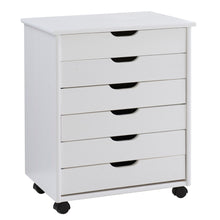 Load image into Gallery viewer, Linon Casimer 6-Drawer Wide Rolling Home Office Storage Cart, White