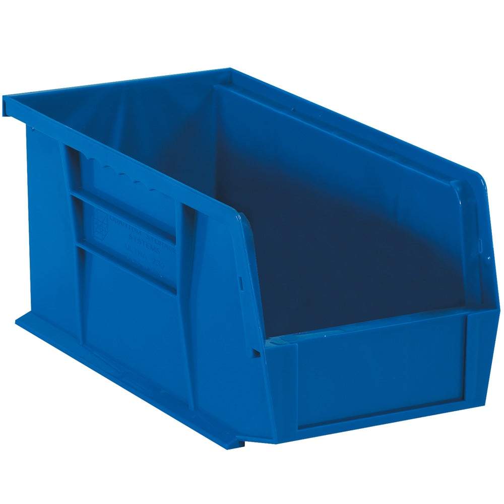 Office Depot Brand Plastic Stack & Hang Bin Boxes, Medium Size, 14 3/4in x 8 1/4in x 7in, Blue, Pack Of 12