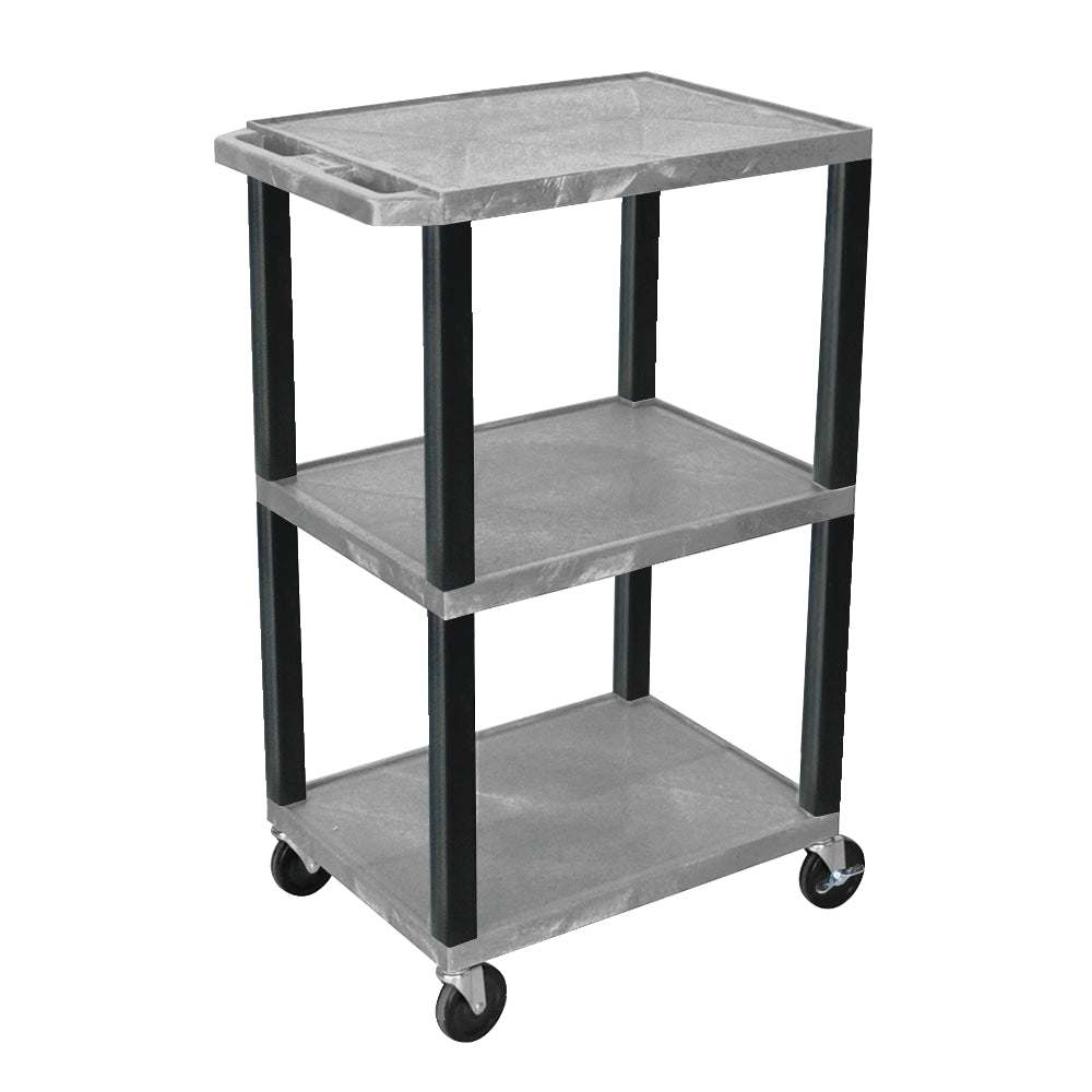 H. Wilson Plastic Utility Cart With Electrical Assembly, 42 1/16inH x 24inW x 18inD, Gray/Black