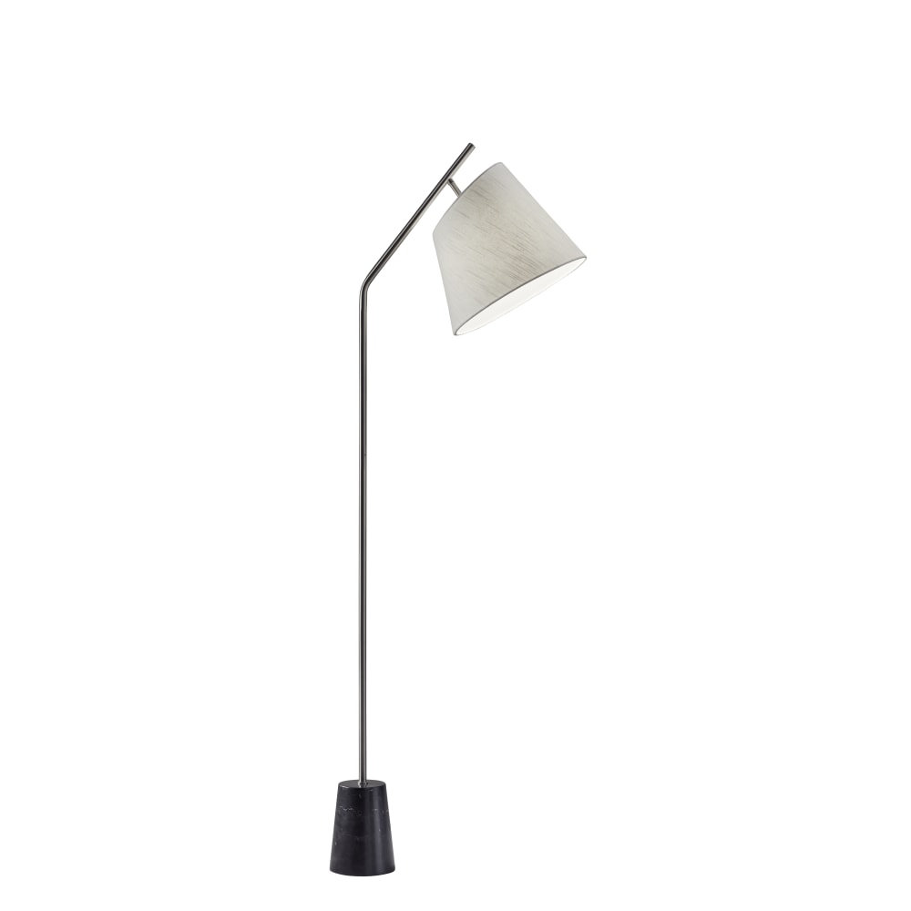 Adesso Dempsey Floor Lamp, 58-1/2inH, White Shade/Black/Brushed Steel Base