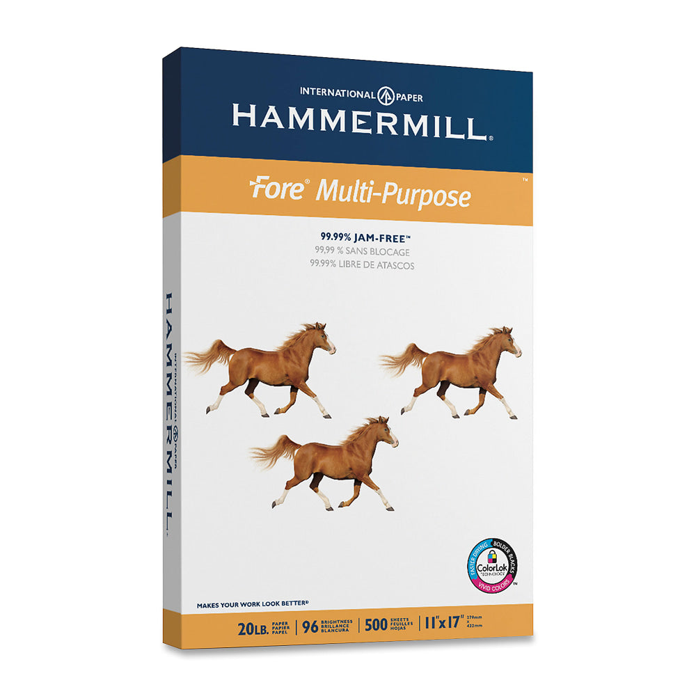 Hammermill Fore Multi-Use Print & Copy Paper, Ledger Size (11in x 17in), 20 Lb, White, Ream Of 500 Sheets