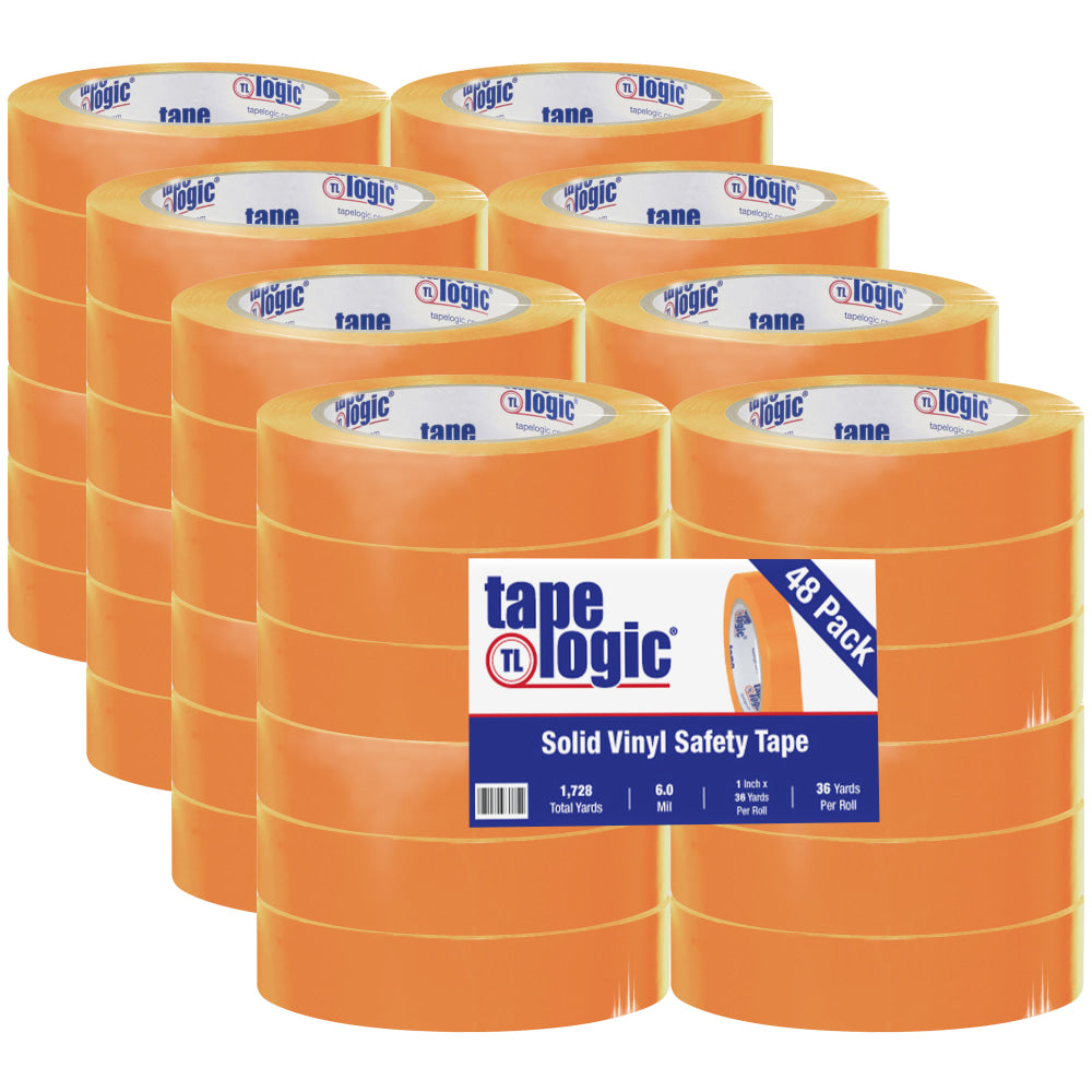 BOX Packaging Solid Vinyl Safety Tape, 3in Core, 1in x 36 Yd., Orange, Case Of 48