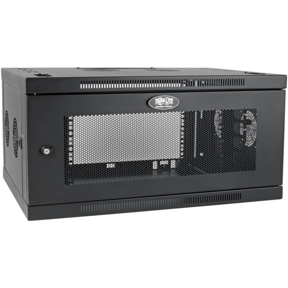 Tripp Lite 6U Wallmount Rack Enclosure Server Cabinet Wide Cable Management - 19in 6U Wide x 20.50in Deep Wall Mountable for Server, LAN Switch, Patch Panel - Black Powder Coat - Steel - 200 lb x Static/Stationary Weight Capacity