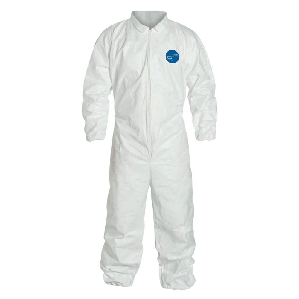 DuPont Tyvek Coveralls With Elastic Wrists And Ankles, 5X, White, Pack Of 25 Coveralls