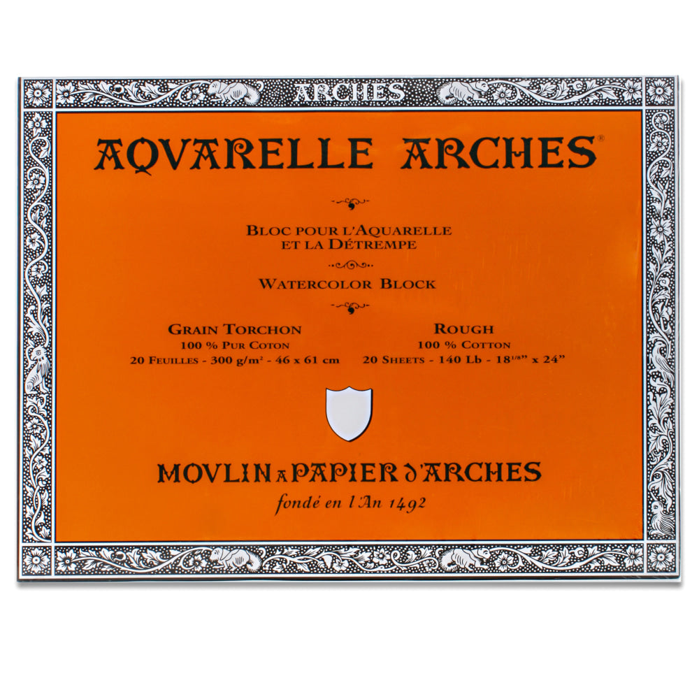 Arches Aquarelle Watercolor Block, 140 Lb, Rough Press, 18in x 24in