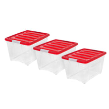 Load image into Gallery viewer, IRIS Holiday Storage Totes, 22in x 16 1/2in x 13 1/16in, Red, Case Of 3