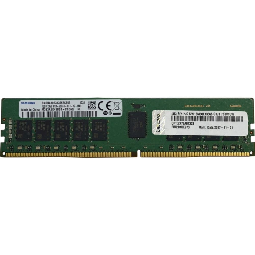 Lenovo 16GB TruDDR4 Memory Module - For Server - 16 GB (1 x 16GB) - DDR4-2933/PC4-23466 TruDDR4 - 2933 MHz - CL21 - 1.20 V - ECC - Registered - 288-pin - DIMM