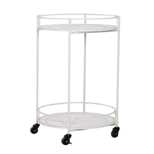 Load image into Gallery viewer, Linon Petra Medallion Wood/Metal Rolling Cart, 30in x 19-3/4in, White
