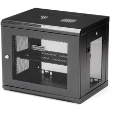 Load image into Gallery viewer, StarTech.com 9U Wallmount Server Rack Cabinet - Wallmount Network Cabinet - 14.6 in Deep - Wall-mount your server equipment flush against the wall with this 9U server rack - Comes fully assembled with a 1U shelf and 3 meter cable tie