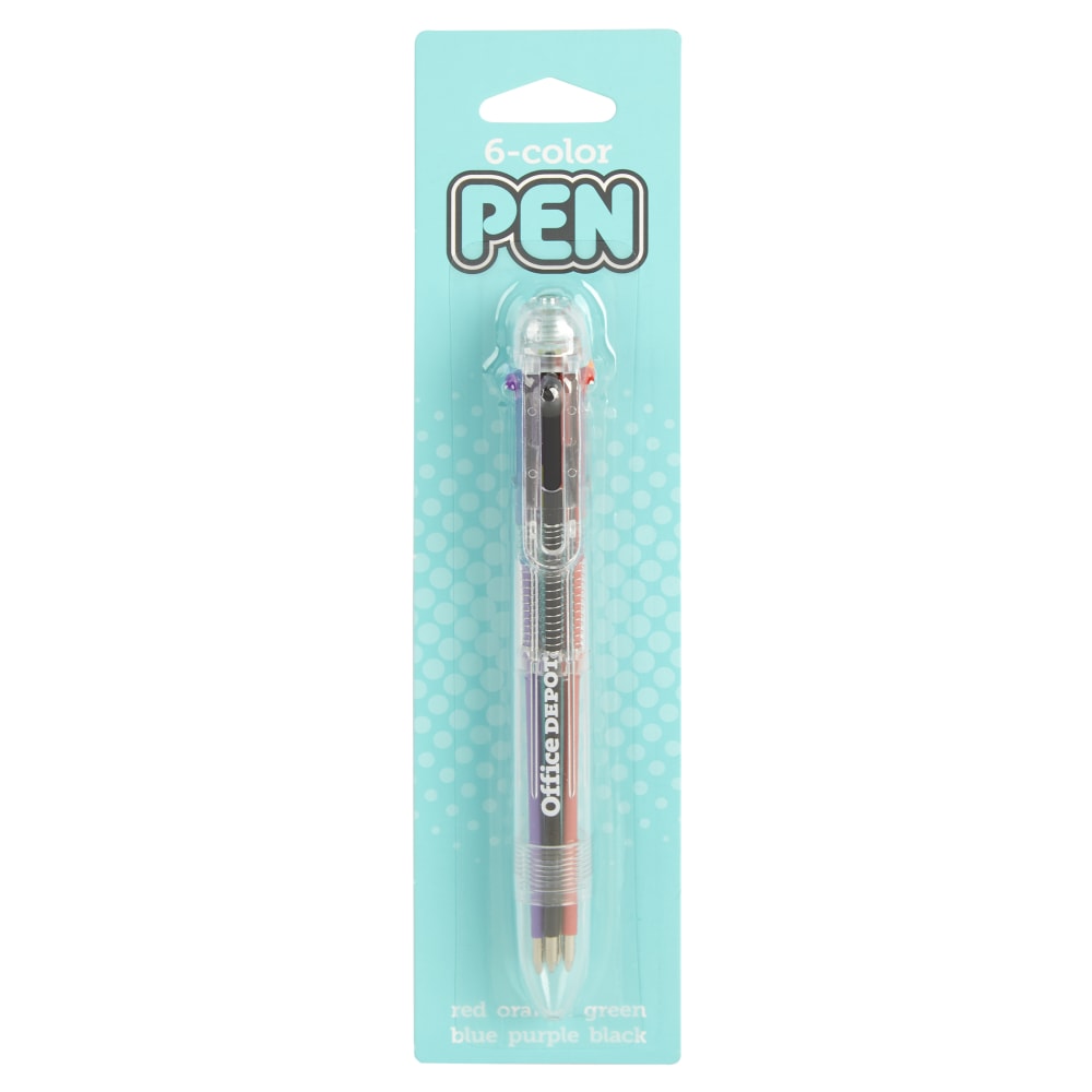 Office Depot Brand 6-In-1 Ballpoint Pen, Fine Point, 0.7 mm, Assorted Colors