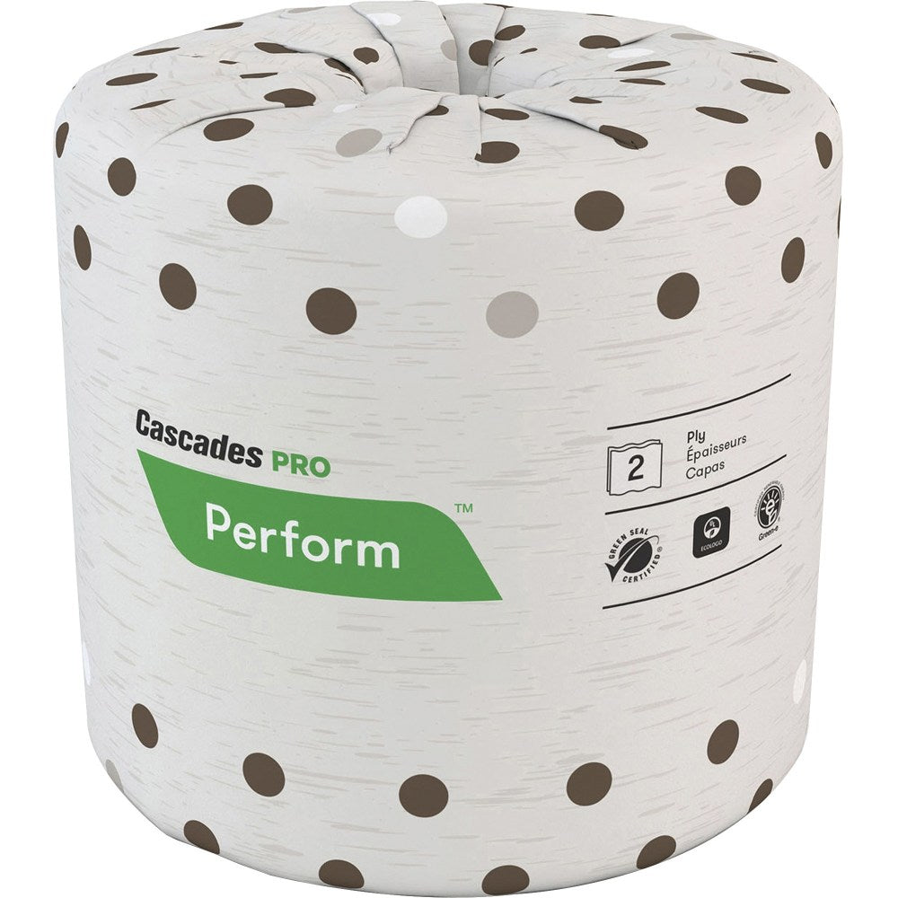 Cascades PRO PRO Perform Standard Toilet Paper - 2 Ply - 4.25in x 4in - 400 Sheets/Roll - 4.50in Roll Diameter - Latte - Strong, Absorbent - For Industry, School, Food Service - 80 / Carton