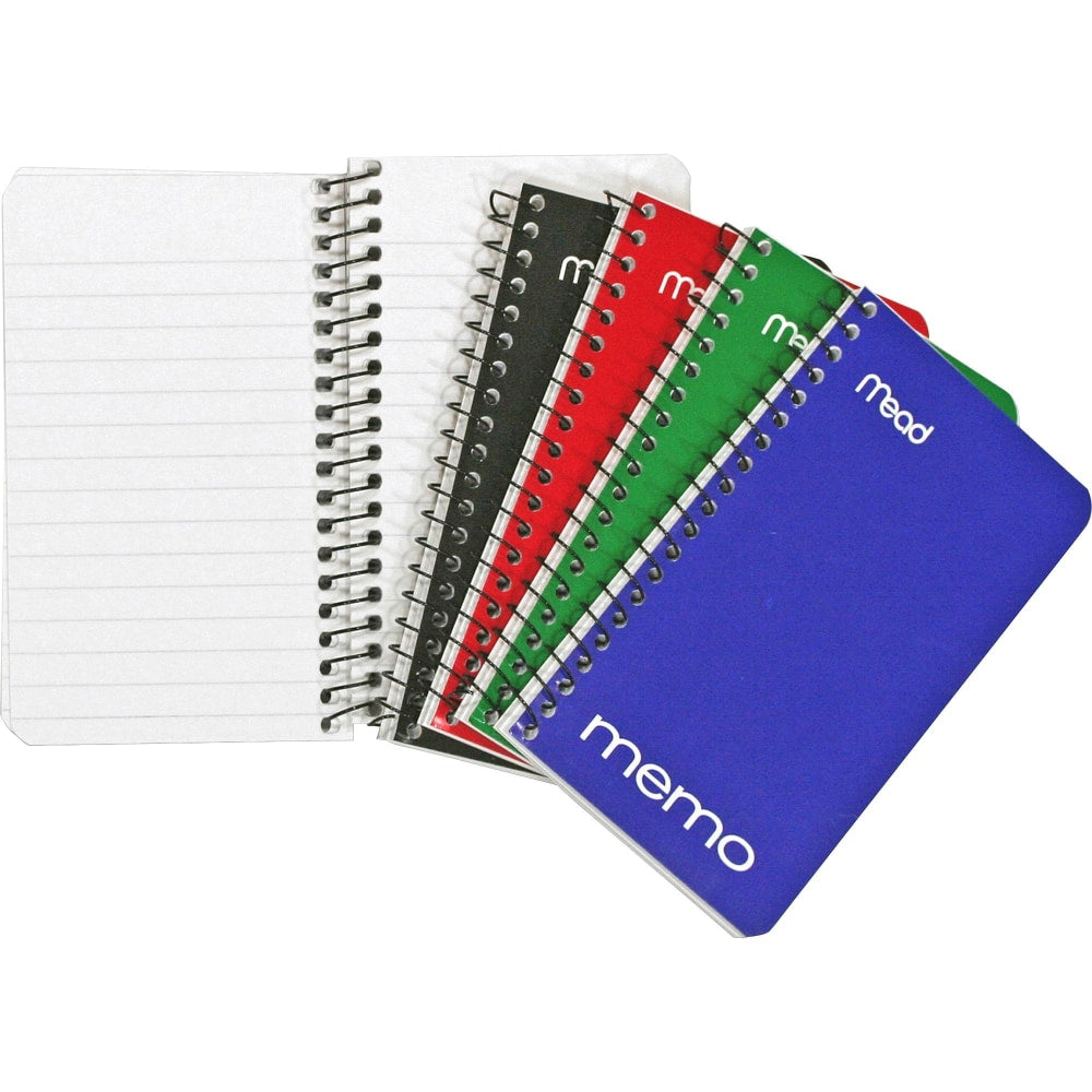 Mead Wirebound Side-Opening Memo Book, 3in x 5in, 1 Hole-Punched, College Ruled, 60 Sheets