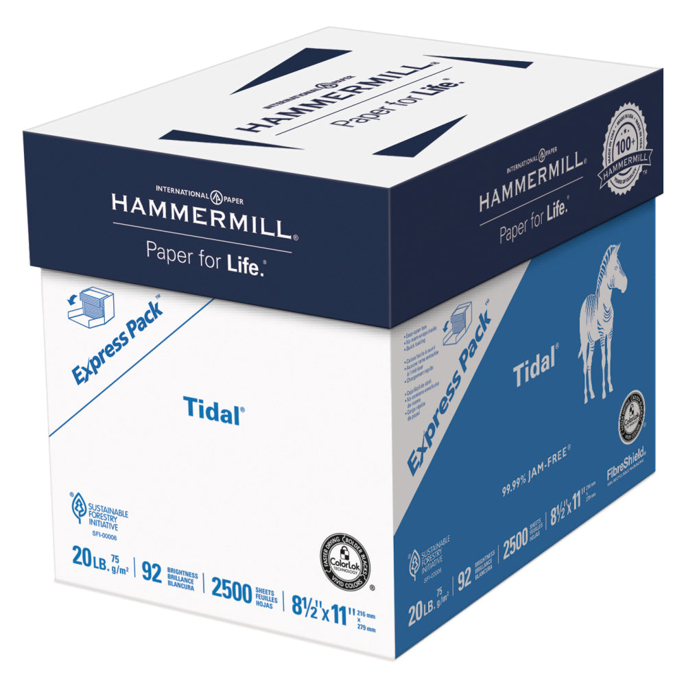 Hammermill Tidal Multi-Use Print & Copy Paper, Letter Size (8 1/2in x 11in), 92 (U.S.) Brightness, 20 Lb, White, Case Of 2500 Sheets