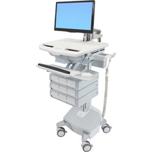 Load image into Gallery viewer, Ergotron StyleView Cart with LCD Arm, LiFe Powered, 9 Drawers (3x3) - 9 Drawer - 33 lb Capacity - 4 Casters - Aluminum, Plastic, Zinc Plated Steel - White, Gray, Polished Aluminum