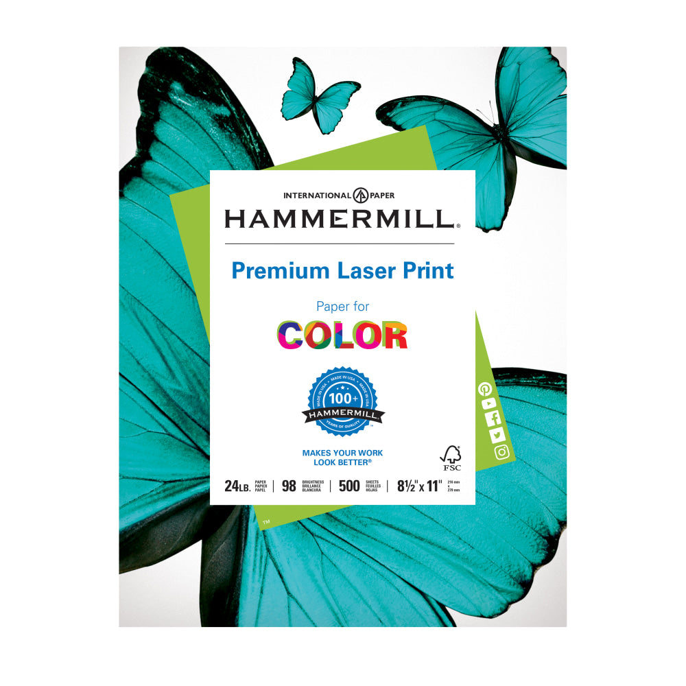 Hammermill Multi-Use Print & Copy Paper, Letter Size (8 1/2in x 11in), 24 Lb, FSC Certified, White, Ream Of 500 Sheets