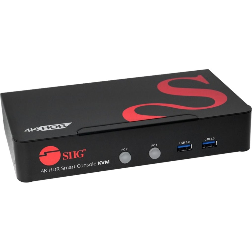SIIG 2 Port 4K 60HZ HDMI KVM Switch with USB 3.0, Audio, Mic, HDMI 2.0a, HDR - HDMI 2.0 4K HDR KVM Switch - TAA Compliant
