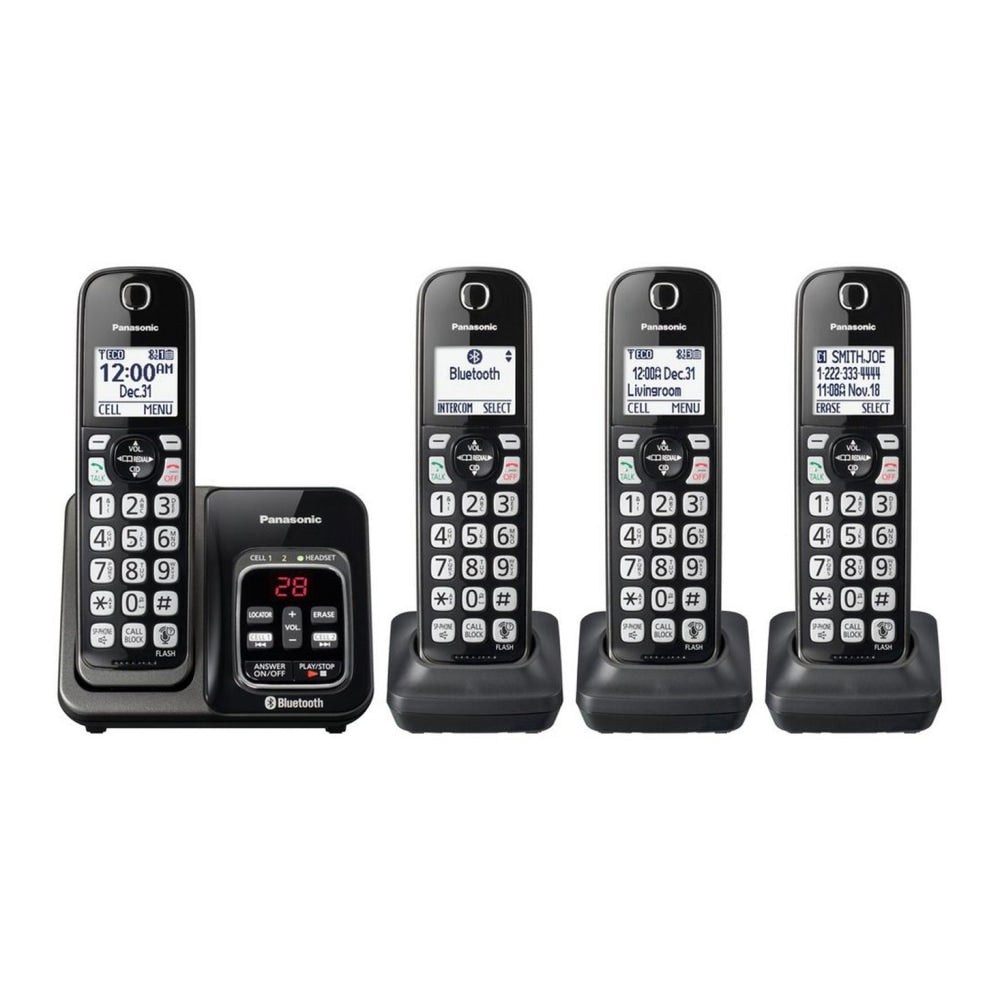 Panasonic DECT 6.0 Cordless Telephone With Answering Machine And 4 Handsets, KX-TGD564M