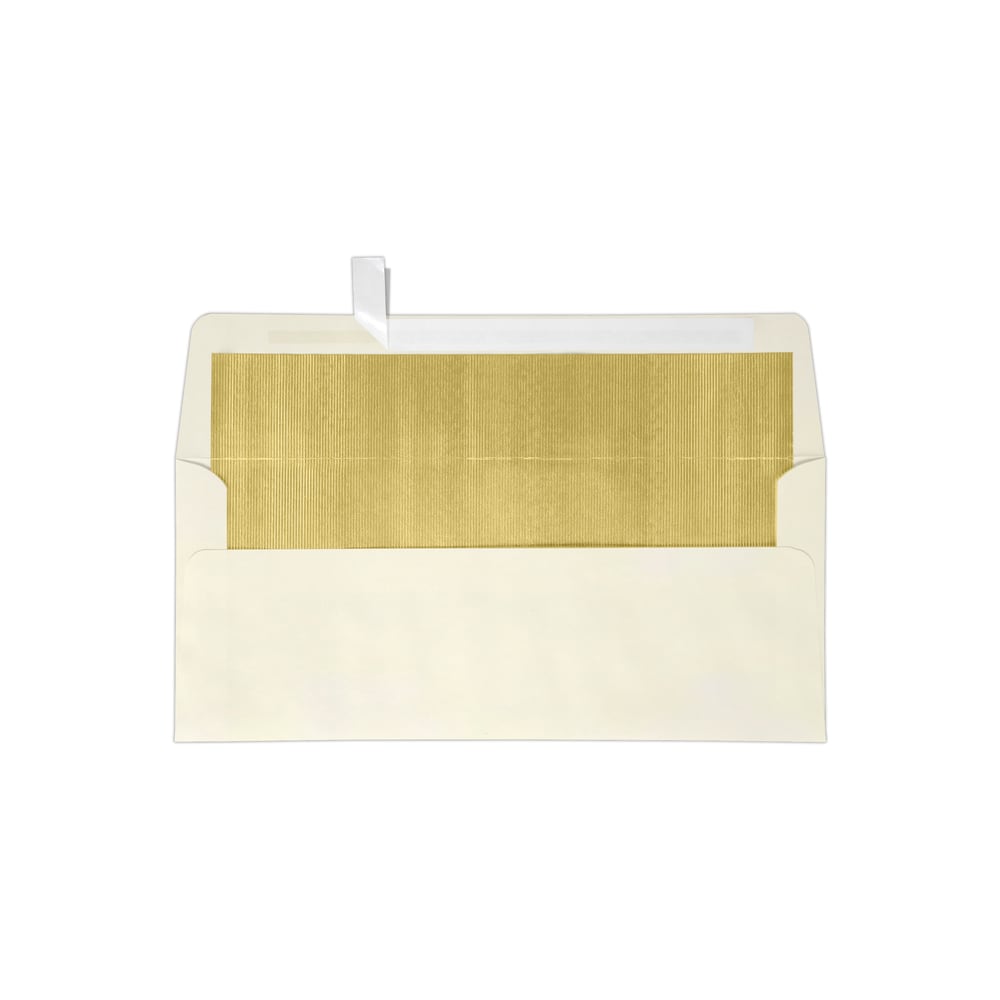 LUX #10 Foil-Lined Square-Flap Envelopes, Peel & Press Closure, Natural/Gold, Pack Of 1,000