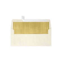 Load image into Gallery viewer, LUX #10 Foil-Lined Square-Flap Envelopes, Peel &amp; Press Closure, Natural/Gold, Pack Of 1,000