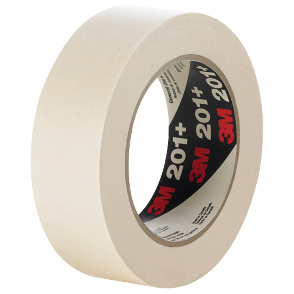3M 201+ Masking Tape, 3in Core, 3in x 180ft, Tan, Case Of 12