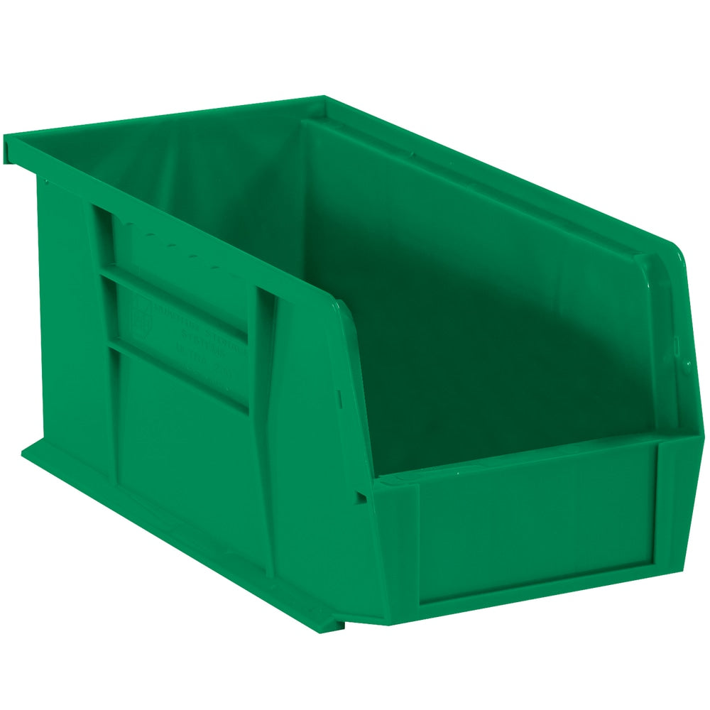 Office Depot Brand Plastic Stack & Hang Bin Boxes, Medium Size, 14 3/4in x 8 1/4in x 7in, Green, Pack Of 12