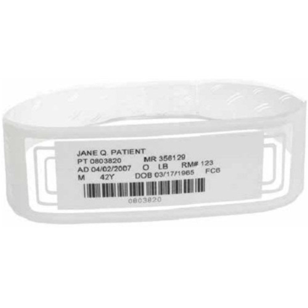 Zebra OmniBand Wristband - 1000 - 10in Length - White - Polyester