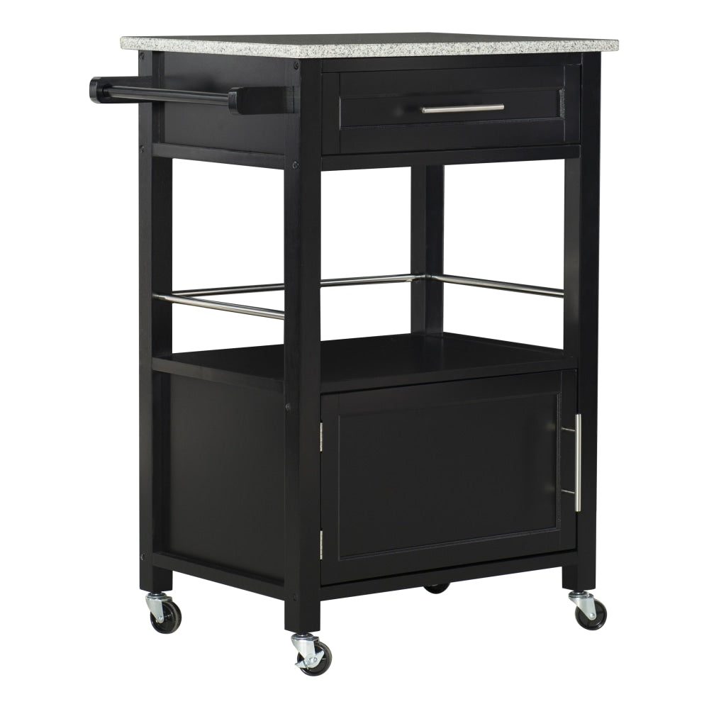 Linon Clark Granite-Top Kitchen Cart, 36inH x 27inW x 18inD, Black