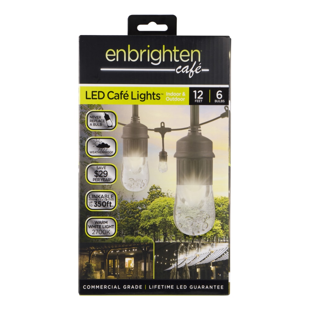Enbrighten Classic LED Cafe Lights, 12ft, Indoor/Outdoor, Multicolor Lights