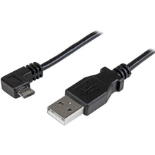 Load image into Gallery viewer, StarTech.com 0.5 m Right Angle Micro USB Cable - Charge and Sync Cable - USB to Micro USB - 24 AWG - 1.64 ft USB Data Transfer Cable for Tablet, Notebook, Phone - First End: 1 x Type A Male USB - Second End: 1 x Type B Male Micro USB - 60 MB/s