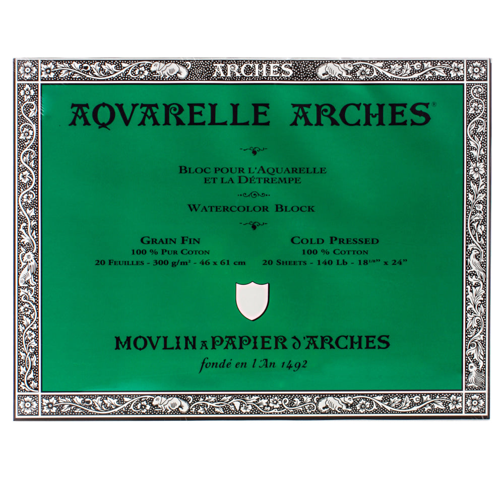 Arches Aquarelle Watercolor Block, 140 Lb, Cold Press, 18in x 24in