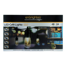 Load image into Gallery viewer, Enbrighten Vintage LED Cafe Lights, 48ft, Indoor/Outdoor, Black Cord/White Lights