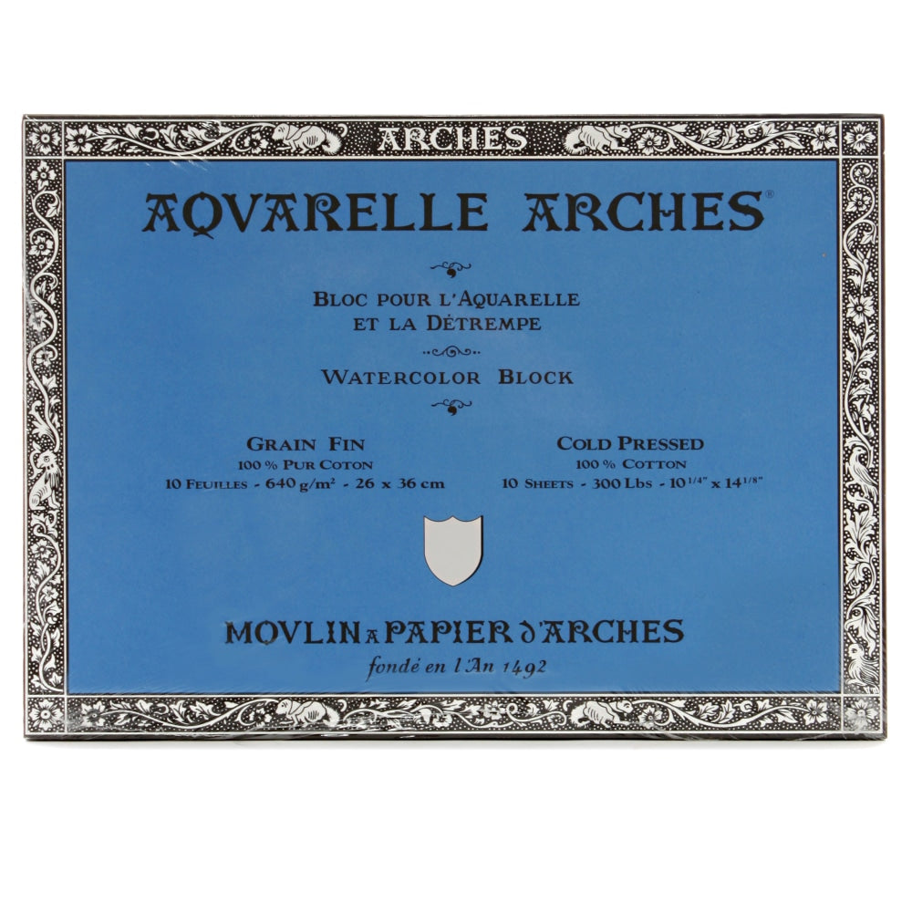 Arches Aquarelle Watercolor Block, 300 Lb, Cold Press, 10in x 14in