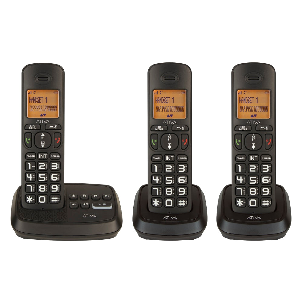 Ativa DECT 6.0 3-Handset Cordless Phone System With Answering Machine And Speakerphone, WPS05