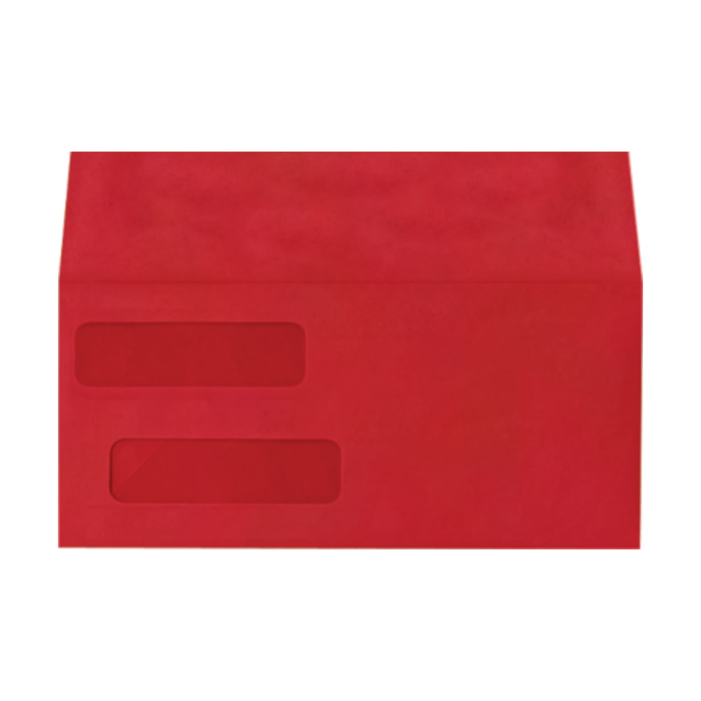 LUX #10 Invoice Envelopes, Double-Window, Gummed Seal, Ruby Red, Pack Of 1,000