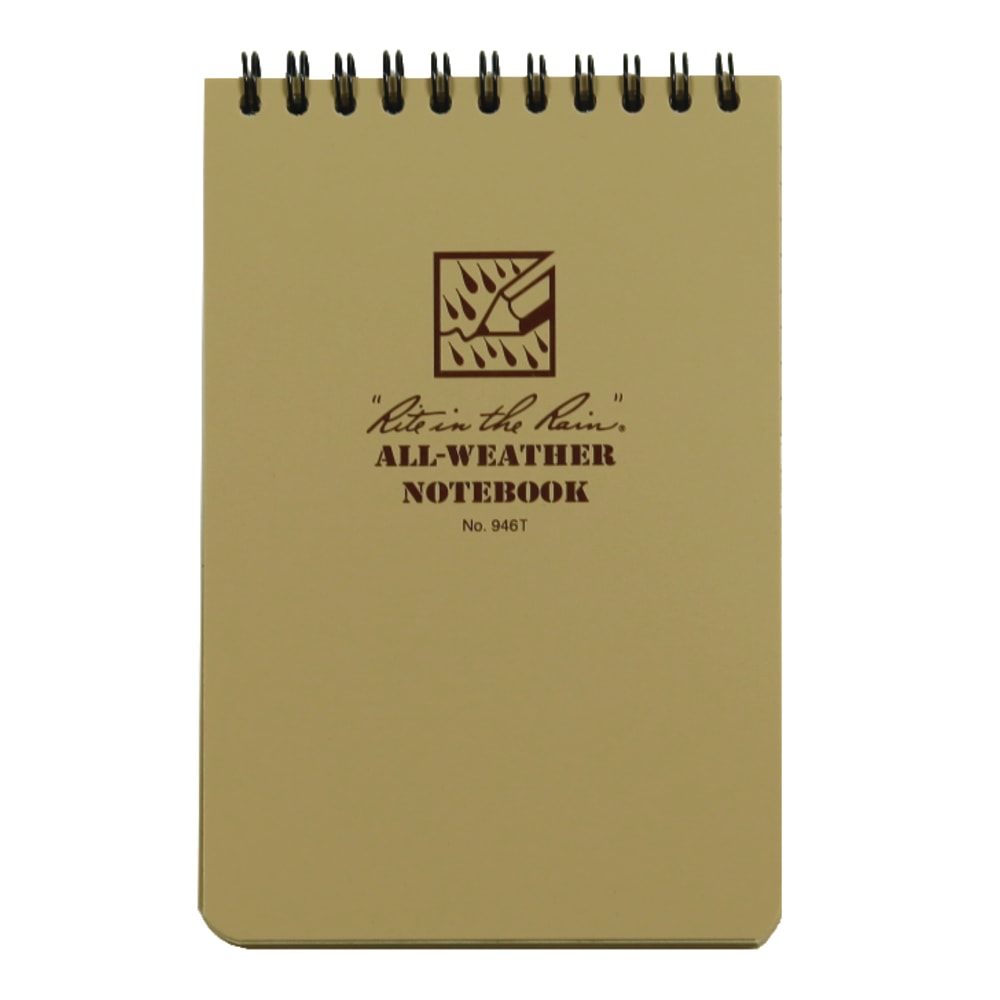 Rite In The Rain All-Weather Spiral Notebook Kit, 4in x 6in, Grid Ruled, 50 Sheets, Tan