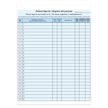 Load image into Gallery viewer, HIPAA Compliant Bilingual Patient/Visitor Privacy 2-Part Sign-In Sheets, 8-1/2in x 11in, Blue, Pack Of 125 Sheets