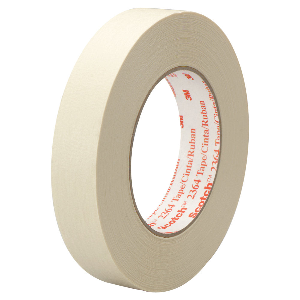 3M 2364 Masking Tape, 3in Core, 2in x 180ft, Tan, Pack Of 24