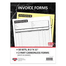 Load image into Gallery viewer, COSCO Invoice Form Book With Slip, 2-Part Carbonless, 8-1/2in x 11in, Business, Book Of 50 Sets