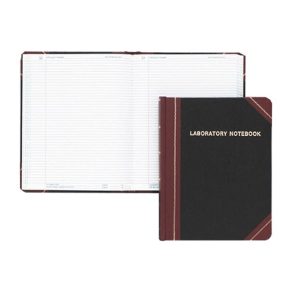 Boorum & Pease Boorum Laboratory Record Notebooks - 150 Sheets - Sewn - 8 1/8in x 10 3/8in - White Paper - Black Cover - Fabrihide Cover - Acid-free, Hard Cover, Water Proof - 1 Each