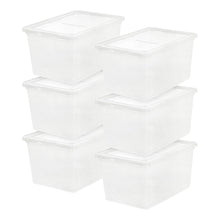 Load image into Gallery viewer, IRIS Plastic Storage Containers, 58 Quarts, 12 1/8in x 16 1/4in x 24in, Clear/White, Case Of 6
