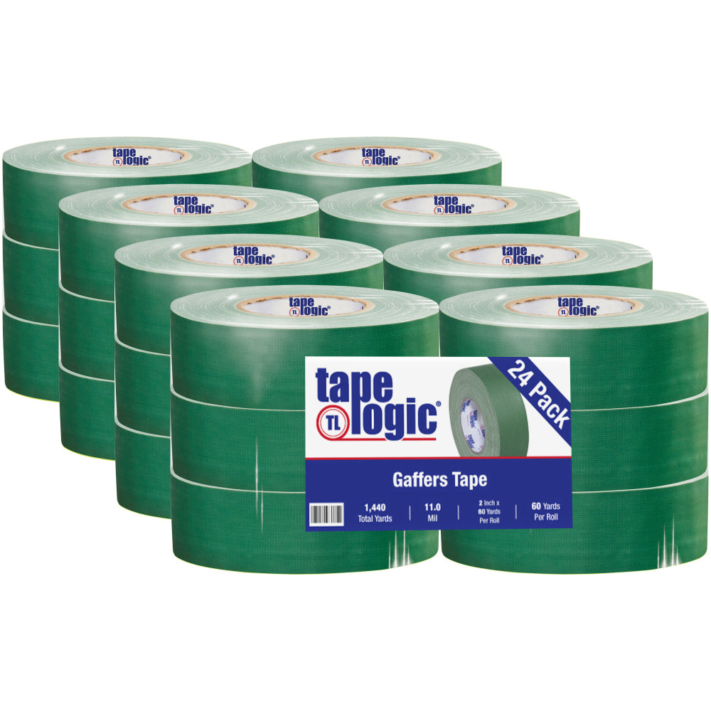 Tape Logic Gaffers Tape, 2in x 60 Yd., Green, Case Of 24 Rolls