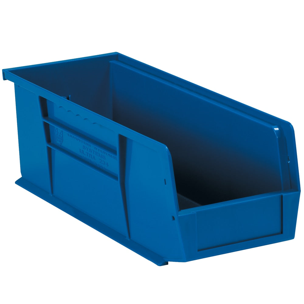 Office Depot Brand Plastic Stack & Hang Bin Boxes, Small Size, 14 3/4in x 5 1/2in x 5in, Blue, Pack Of 12